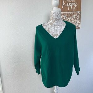 Kelly Green V-Neck Sweater soft and light